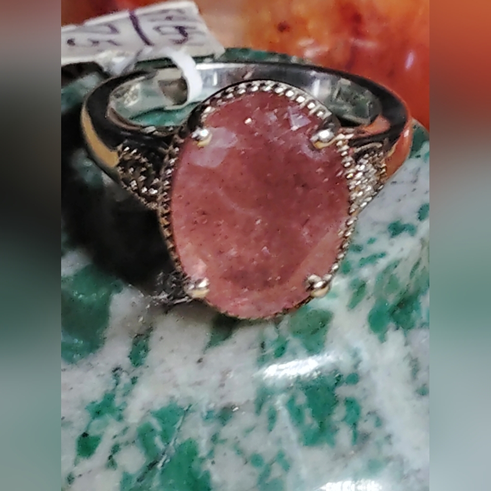 💯NWT-*AAA HIGHEST QUALITY, 📌NATRONITE   WHITE ZIRCON. STERLING  RING. SIZE-10
